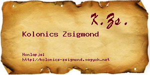 Kolonics Zsigmond névjegykártya