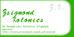 zsigmond kolonics business card